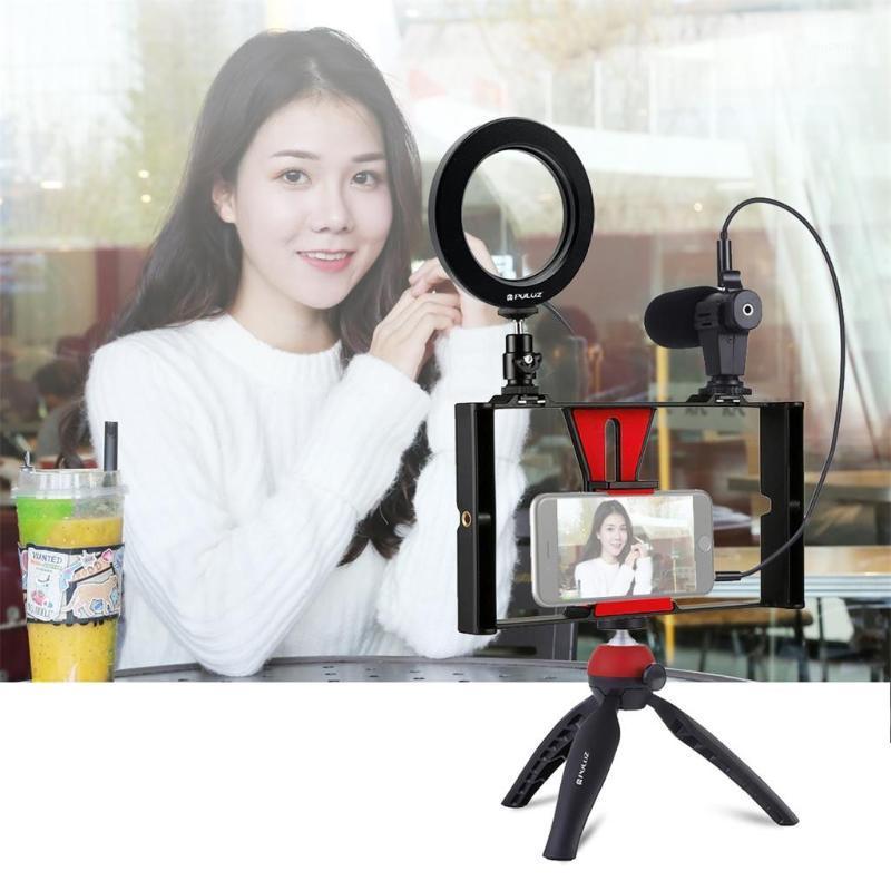 

Smartphone Video Rig w 4.6inch Ring LED Selfie Light MIC Handheld Phone Video Stabilizer Grip Tripod Mount Stand1