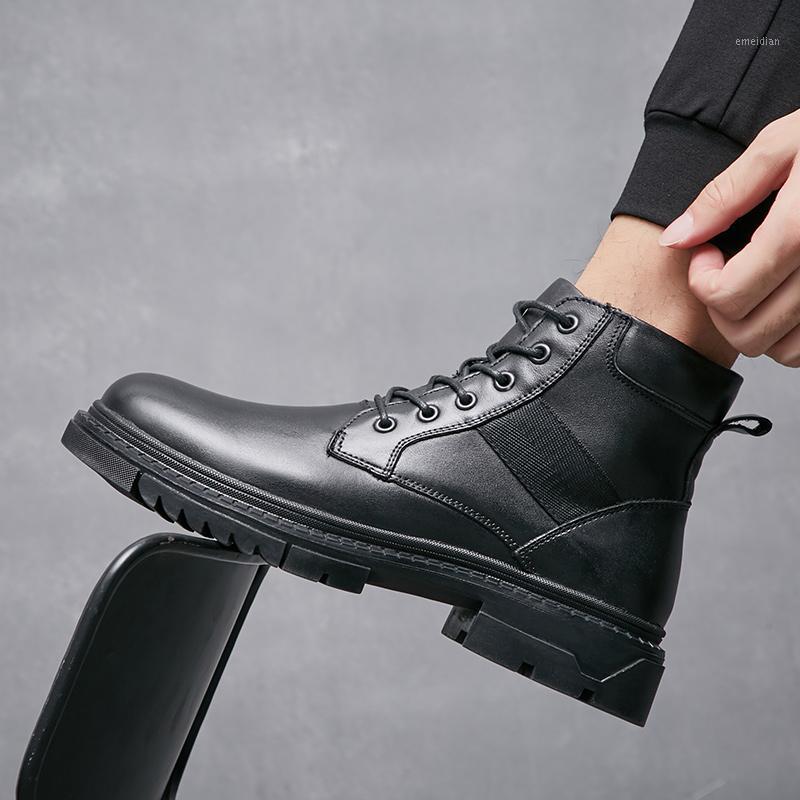 

Winter Men Boots plush warm Men Snow Boots Waterproof Footwear Fashion Super warm ankle Lace Up Shoes a41, Black 1