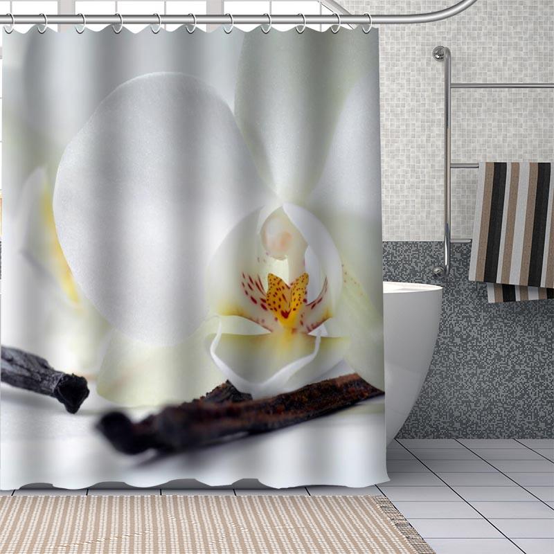

DIY Bathroom Durable Custom Orchid Shower Curtains DIY Bathroom Curtain Fabric Washable Polyester for Bathtub Art Decor
