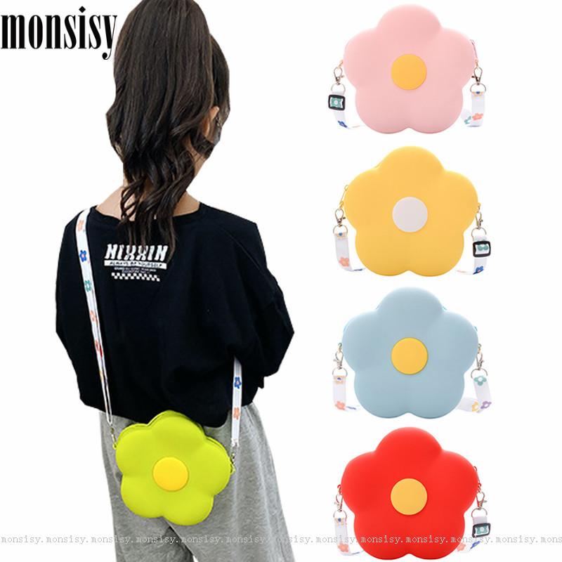 

Monsisy Cute Baby Girl Purse and Handbag Women Wallet Bag Silicone Flower Coin Pouch Crossbody Bag Kid Ladies Money Shoulder, Small flower yellow