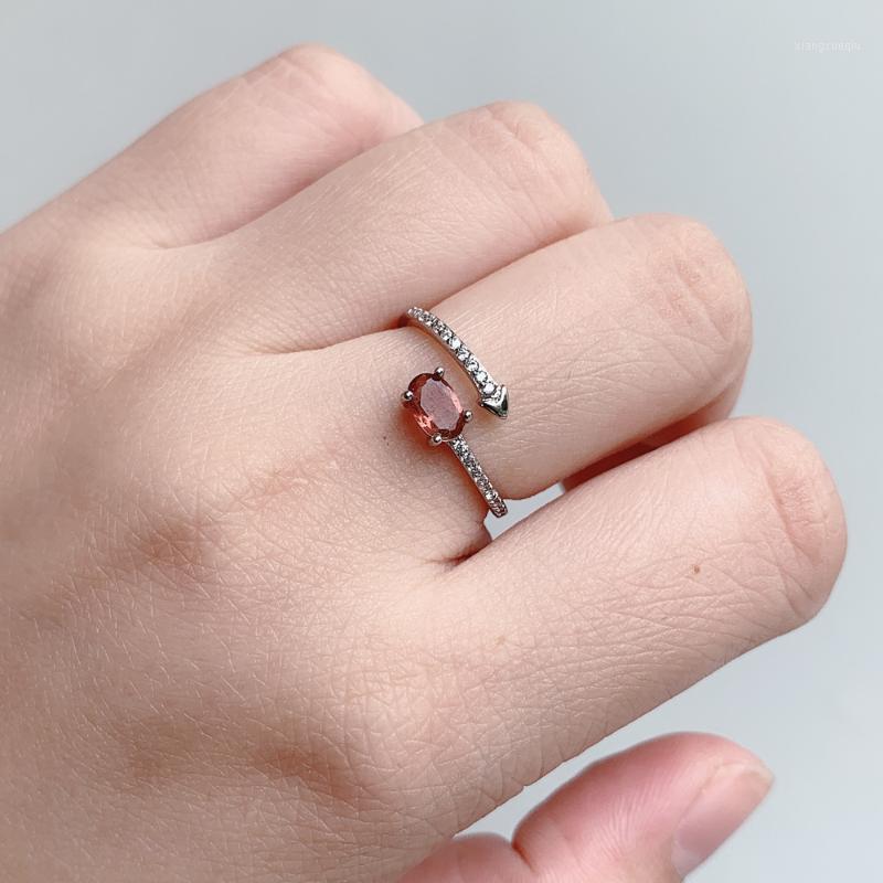 

Cluster Rings Baceda Nature Stone Elegant Tourmaline Ring Silver S925 For Women With Certificate And Gift Box, Golden;silver
