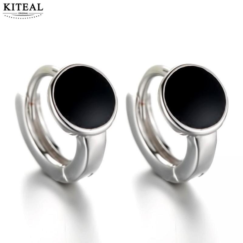 

Hoop & Huggie KITEAL Est Arrival Girl Earrings Black Dot Crystal 12mm*7mm Simple Style Earings Bijoux Women