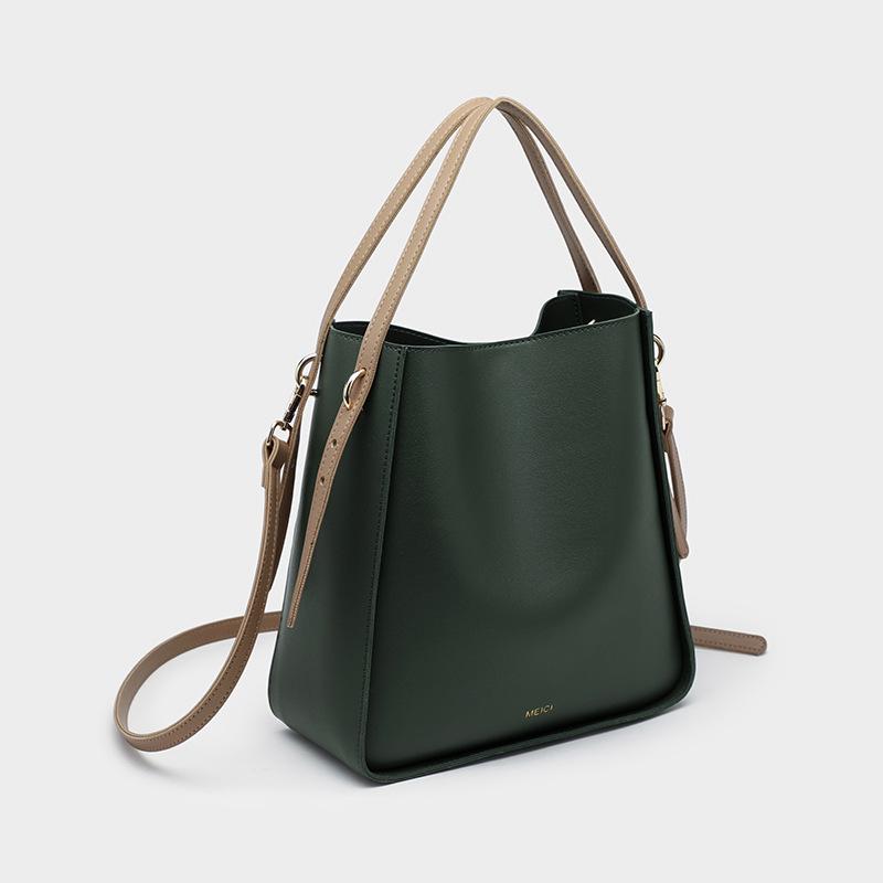 

Fashion Pu Leather Composite Bags For Ladies Casual Solid Large Capacity Bucket Bags For Women Simple Vintage Messenger, Green