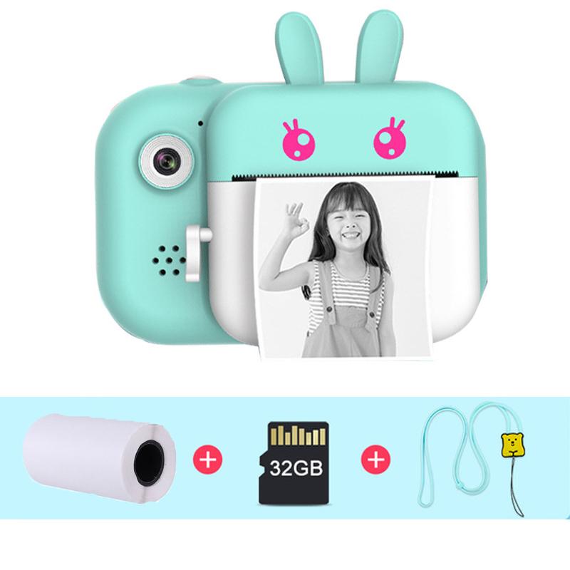 

Children Instant Print Camera For Kids 1080P HD Digital Camera Cartoon Photo Toys with Thermal Photo Paper TF Card