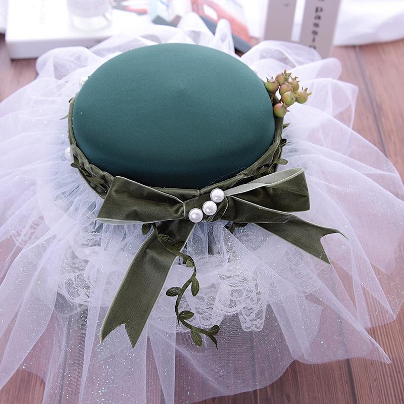 

Europe Novelty Bridal Hat Summer Handmade Retro Lace Floral Top Hats Headdress Vacation Travel Beach Photo Wide Brim Yarn Hat1