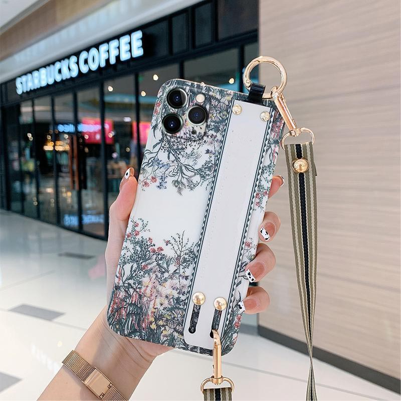 

Lanyard Desginer Phone Case For iPhone 14 12 11 13 pro max 12 11 Xs XR Xsmax 7 8 plus Soft Tpu Hand Holder Wristband Cover, Iphone 11