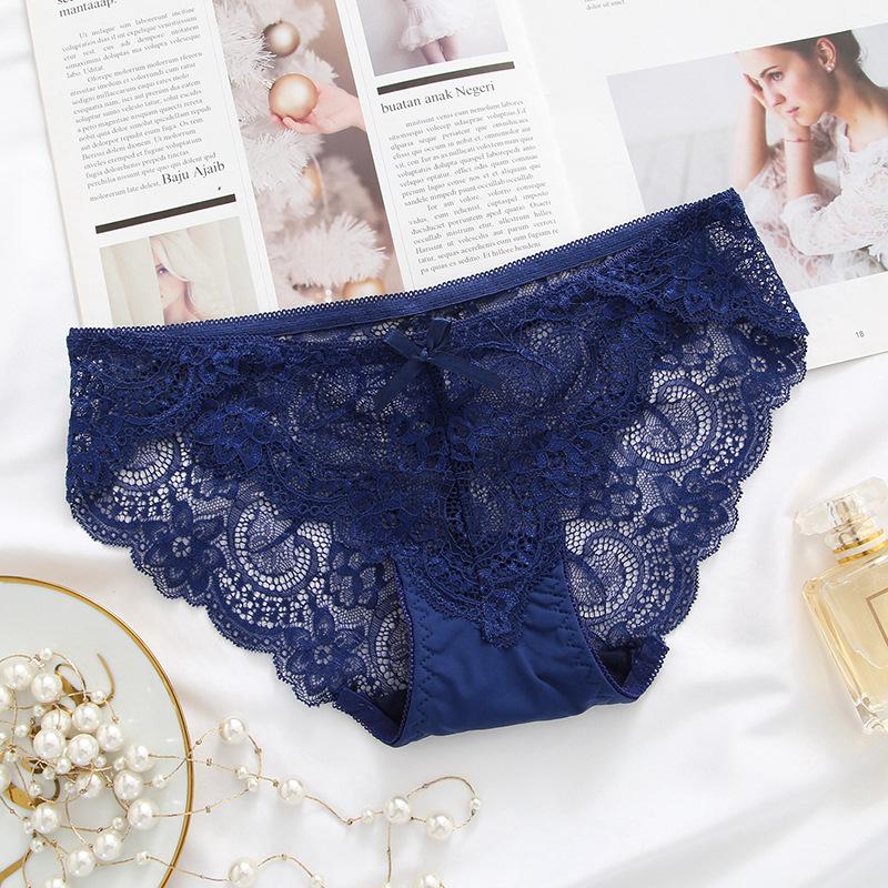 

Sexy Lace Panties Women Fashion Cozy Lingerie Tempting Briefs High Quality Women's Underpant Low Waist Intimates Underwear, Blue
