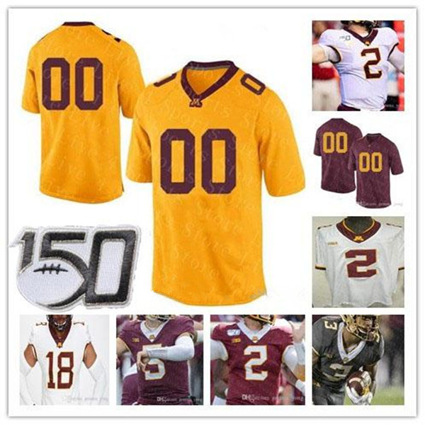

Custom 2021 College Minnesota Golden Gophers Jersey Football Tanner Morgan Mohamed Ibrahim RASHOD BATEMAN Mariano Sori-Marin Cam Wiley Potts, Grey