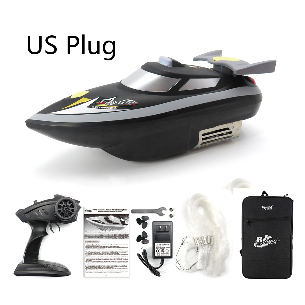 

Flytec V300 Fishing Bait Boat Anti-capsize 300m Remote Control 2h Battery Life RC Boat Net Backpack RC Fishing Boat, Black