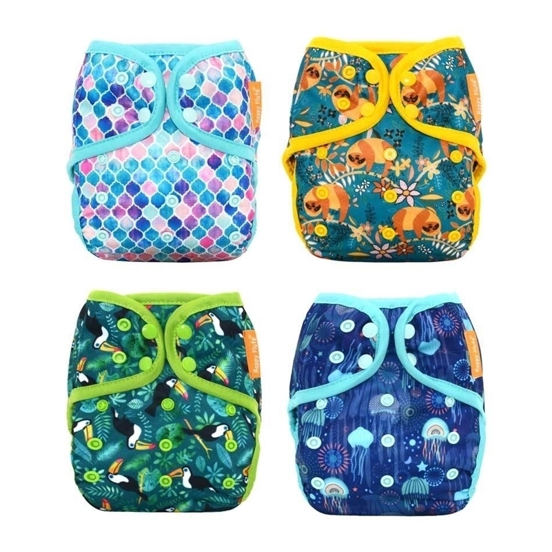 

4pcs/lot HappyFlute OS baby cloth diaper cover,waterproof breathable S M& L adjustable,fit 5-15kg baby 201117
