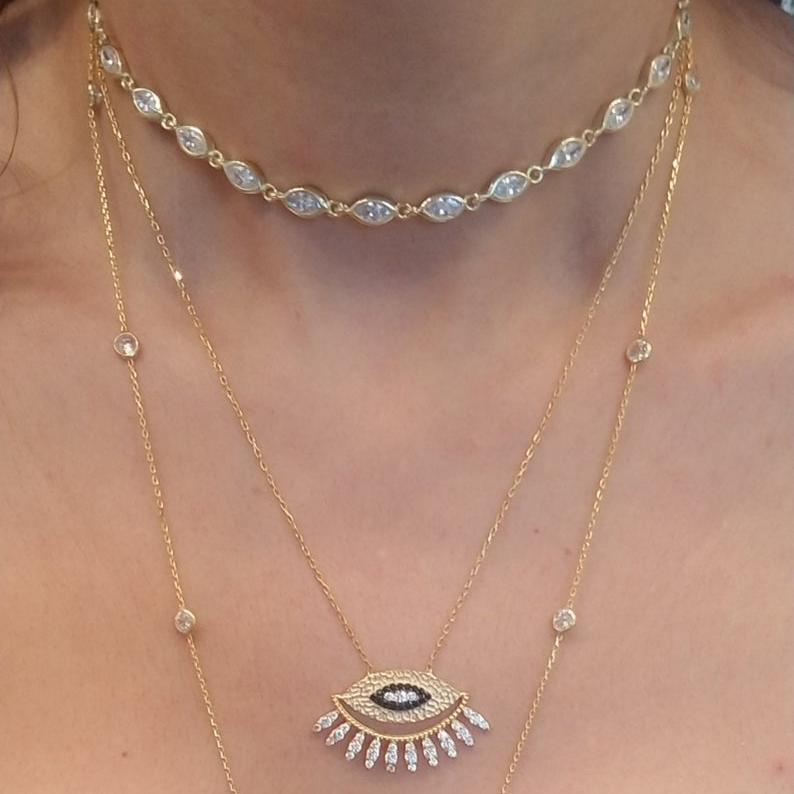 

Summer Sexy Necklace Drops CZ Necklace For Women Charm Choker For Women Gift delicate thiny boho short