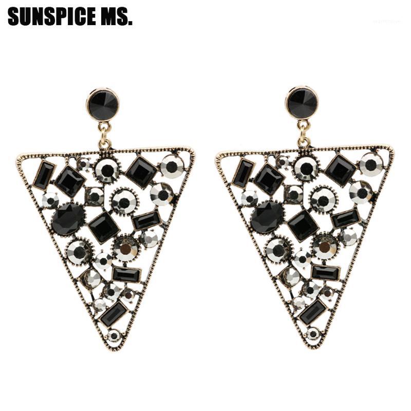 

Fashion Gothic Triangle Gray Crystal Drop Earring for Women Big Punk Dangle Ear Pendants ethnic wedding Party jewelry Wholesale1