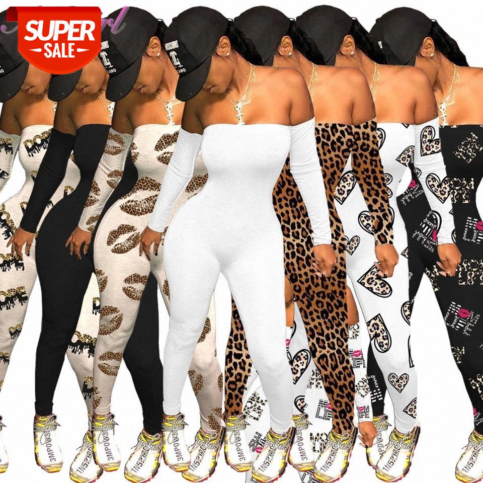 

Casual Leopard Letter Print Off Shoulder Long Sleeve Skinny Jumpsuit Women 2021 Sexy Backless Party Club Outfit Rompers Fitness #Hz9U, Black;white