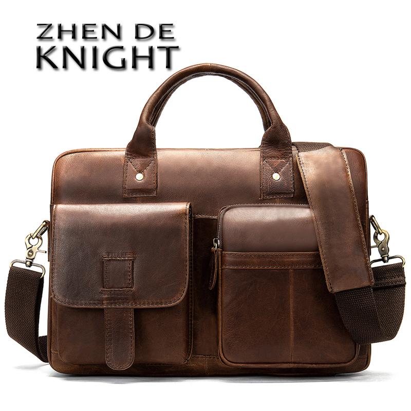 

Men's Briefcase Bag Men's Genuine Leather Laptop Bag Office Bags For Men Business Porte Document Briefcase Handbag 8503, 8503 redbrown