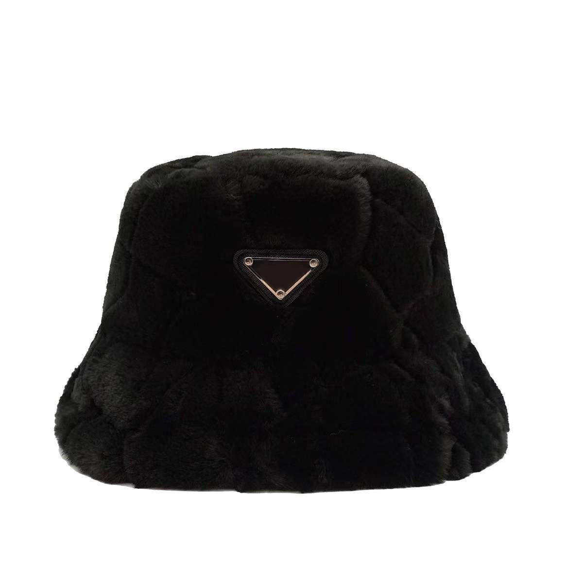 

Winter Warm Bucket Hat Cap Fashion Stingy Brim Hats Breathable Designer Beanie Casquette 4 Color Top Quality, Black