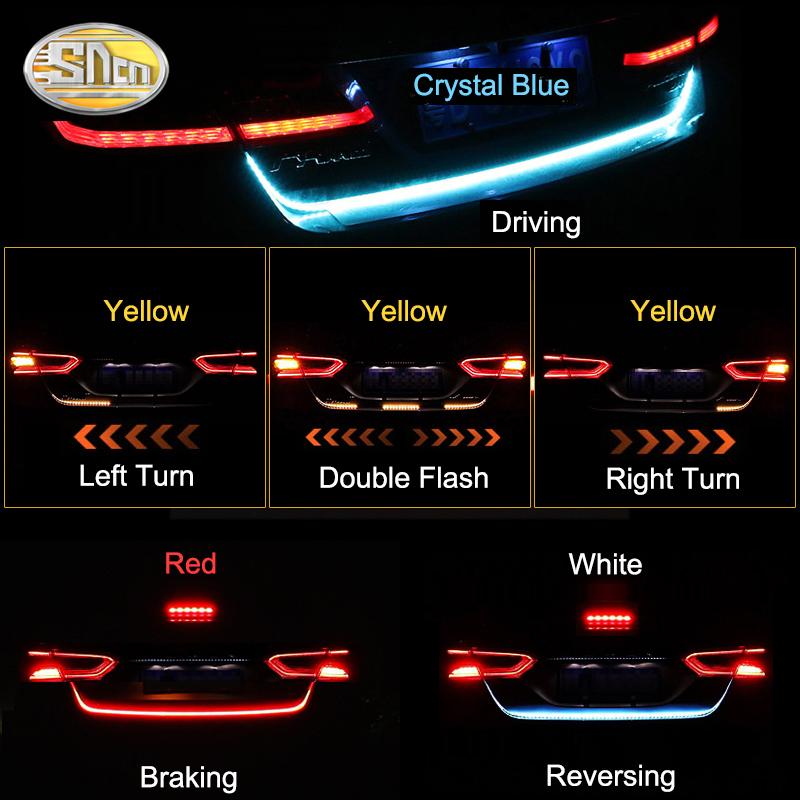 

SNCN Car LED Strip Lighting Rear Trunk Tail Light Dynamic Streamer Brake Turn Signal Reverse Leds Warning Light Signal Lamp, As pic