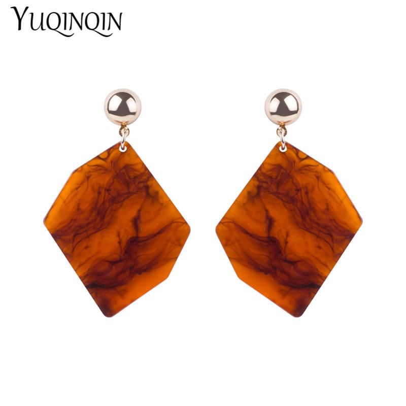 

Vintage Fashion Acetic Acid Acrylic Metal Dangle Long Earings for Women Big Geometric Grain Acetate Resin New Jewelry Brincos