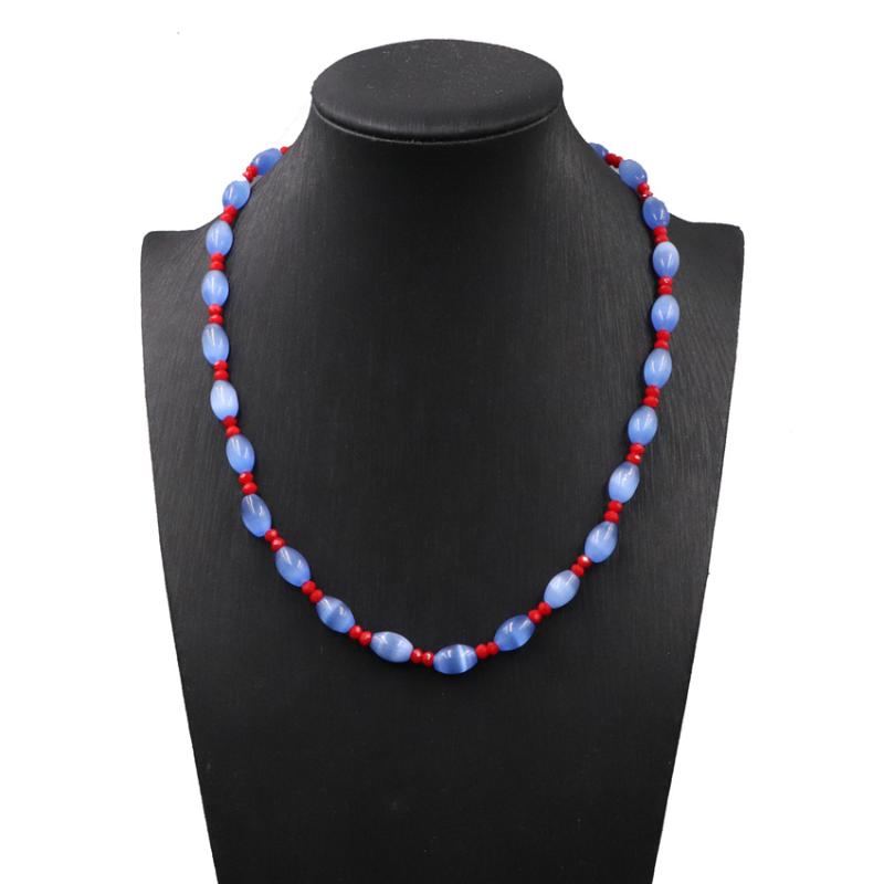 

European and American Short Chain Necklace Female Jewelry Simple Crystal Bead Choker Cat Eye Strand Necklaces Chic Gift 18" B173