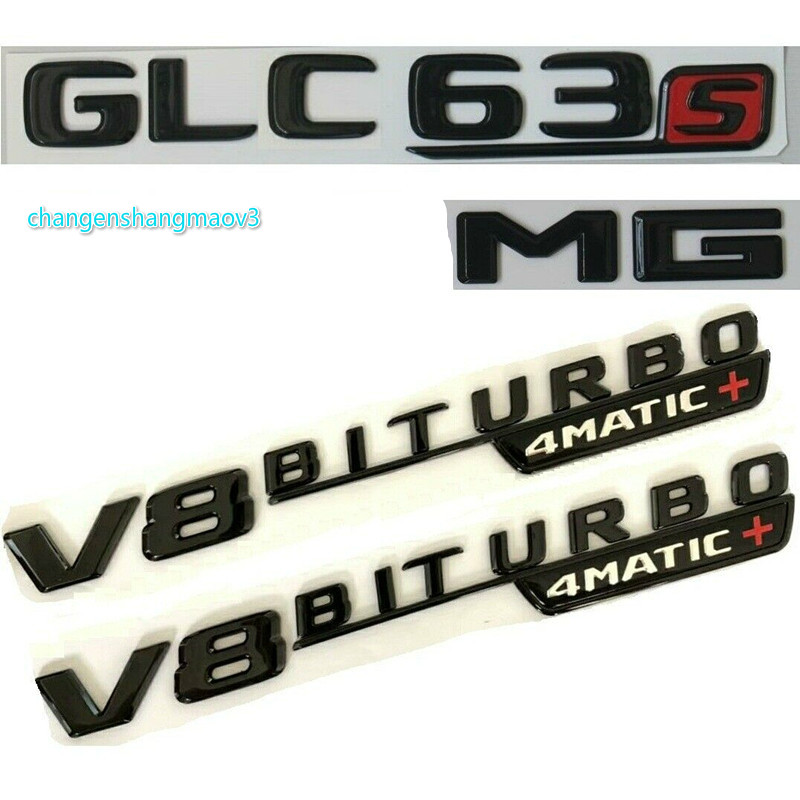 

Gloss Black GLC63s for AMG V8 BITURBO 4MATIC+ Badges Emblems for-Mercedes X253