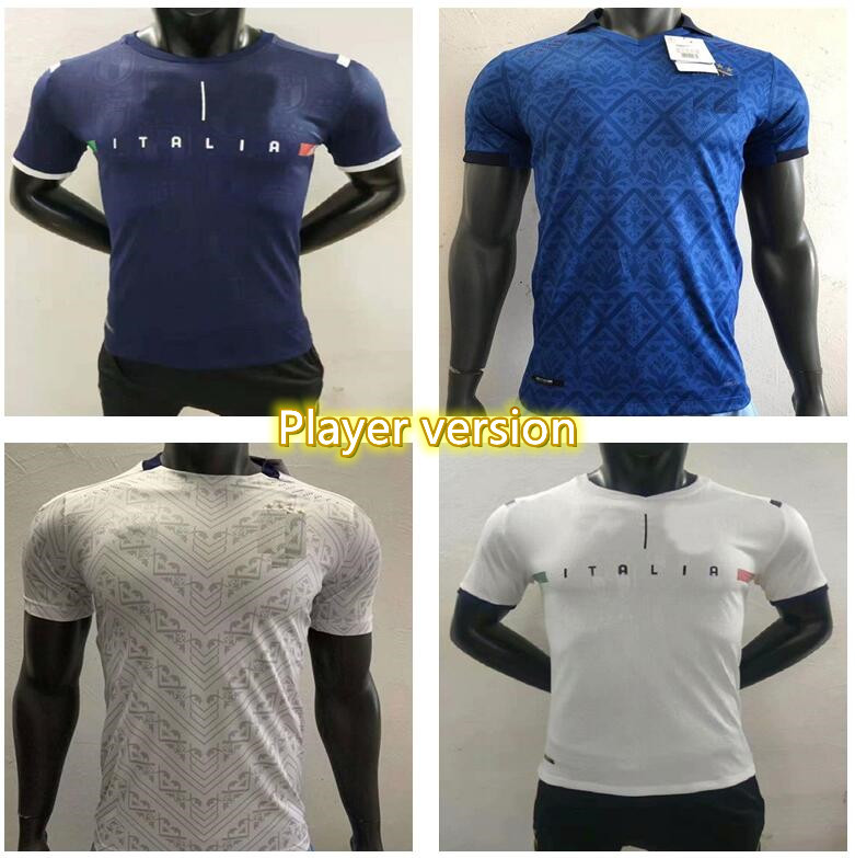 2021 2022 Italie Jersey de football Accueil 3ème joueur Version 20 21 Jorginho El Sharawy Bonucci Insigne Bernardeschi Hommes Football Chemises