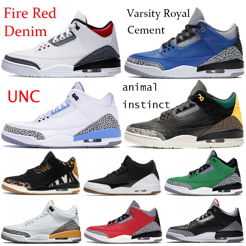 

2021 fire red denim III OG Men Basketball Shoes Joker Varsity Royal Cement UNC laser orange animal instinct Running Sneakers Trainer, 26 white cement