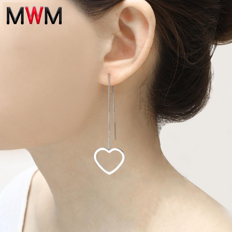 

MWM stainless steel earrings for women fashion heart long pendant earrings geometry drop woman accesories