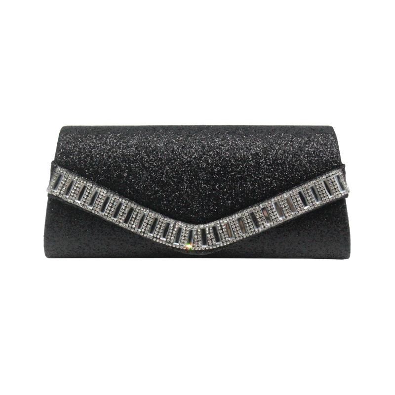 

fashion glitter flash material evening bag lady girl female diamonds crystal clutch bag for wedding party annual meeting, Black