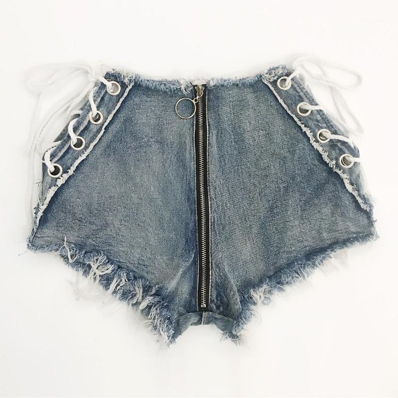

Super Short Jeans With Open Buttock Line And Rough Hem Women's, Blue