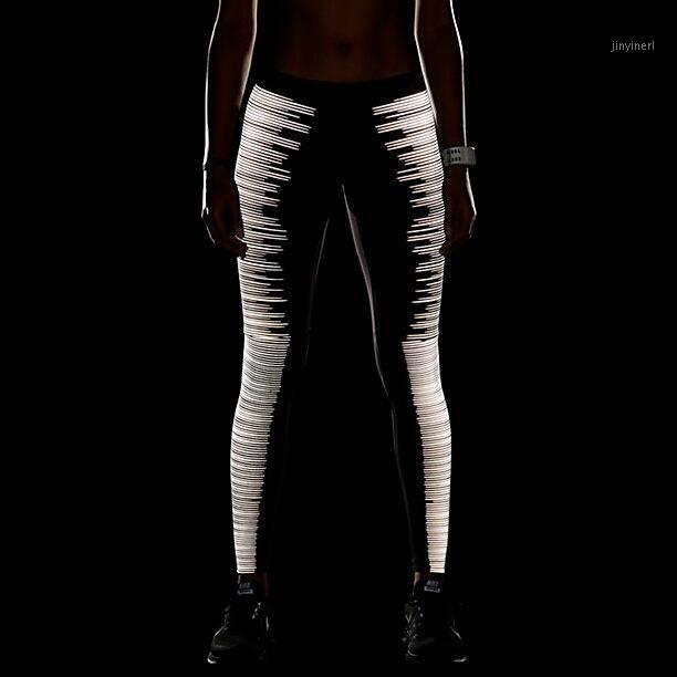 

JIGERJOGER Manufacturers high elastic Compression tights women running fast dry night reflective zipper hidden Jeggings joggings1, Black