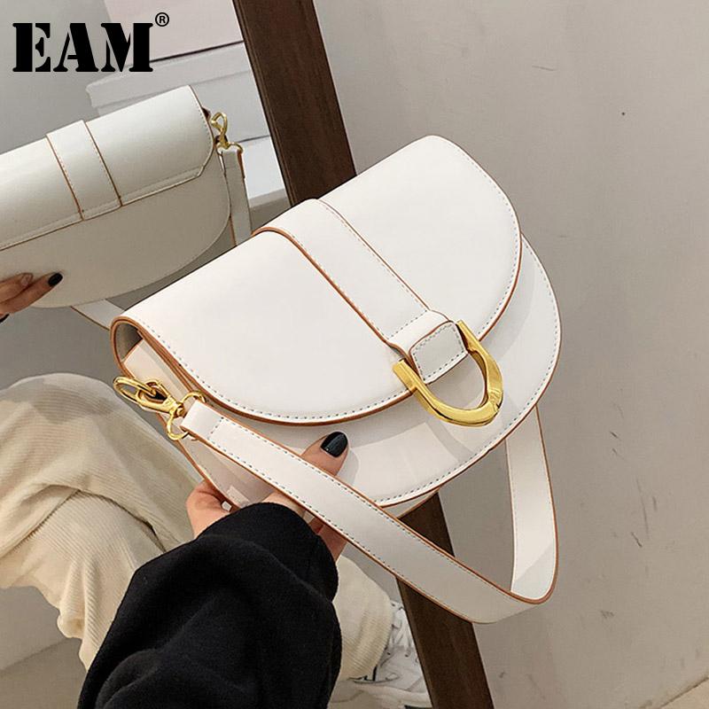 

[EAM] Women Spring New Trend Saddle Small PU Leather Flap Personality All-match Crossbody Shoulder Bag Fashion Tide 2021 18A1781, Black