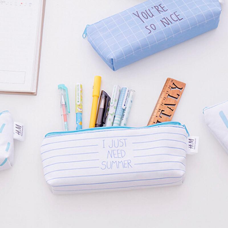

2020 New Canvas Pen Pencil Case Geometric Spot White Raindrops Style Storage School Office Supply Student Stationery Storage Bag