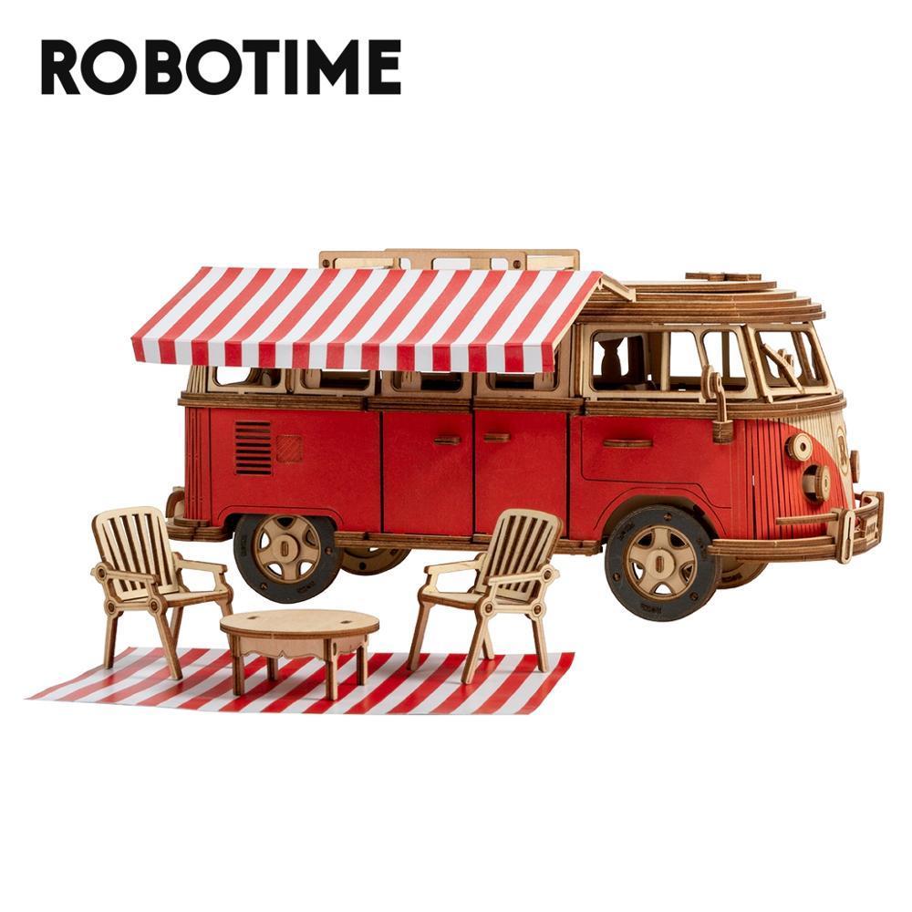 

Robotime 242 pcs Camper Van DIY Miniature Car Model With Furniture Kit Wooden Puzzle Games Toys for Children Birthday Gifts LJ201126, Hl201