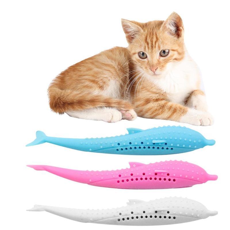 

Fish Shaped Soft Silicone Mint Toothbrush Pet Cat Toys Fish Interactive Pet Supplies for Cat Catnip Cleaning Teeth Chew Toys
