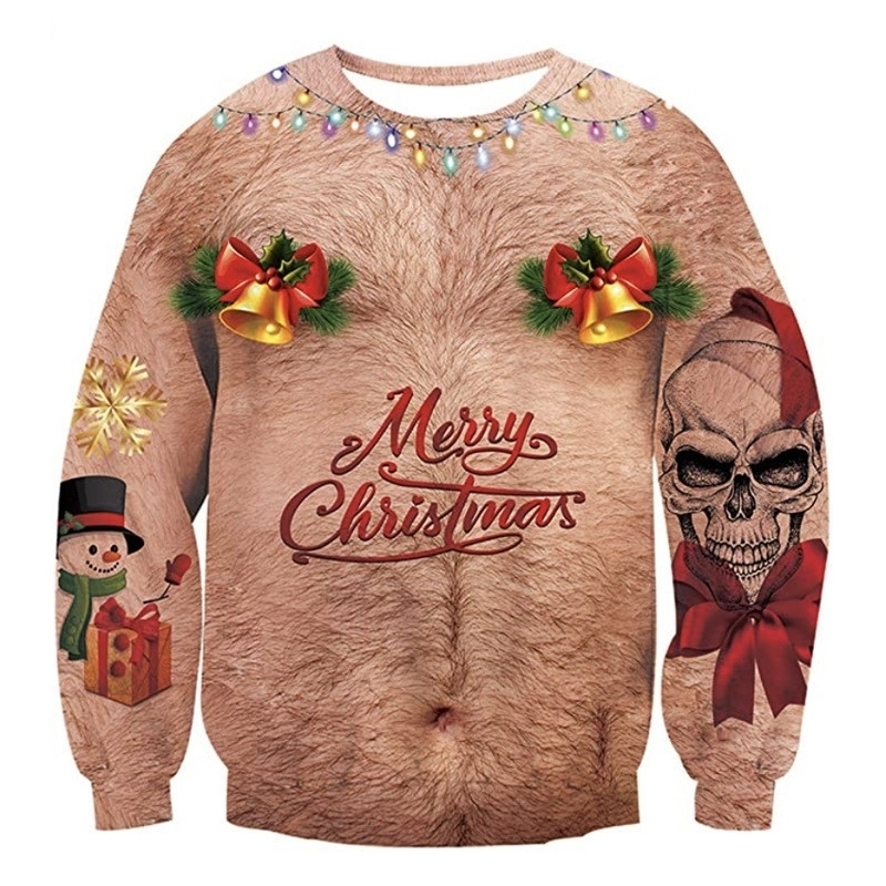 

Funny Ugly Christmas Sweater Men Women 3D Novelty Holiday Xmas Pullover Sweaters Sweatshirt Costumes Christmas Sweater 201117, Photo color