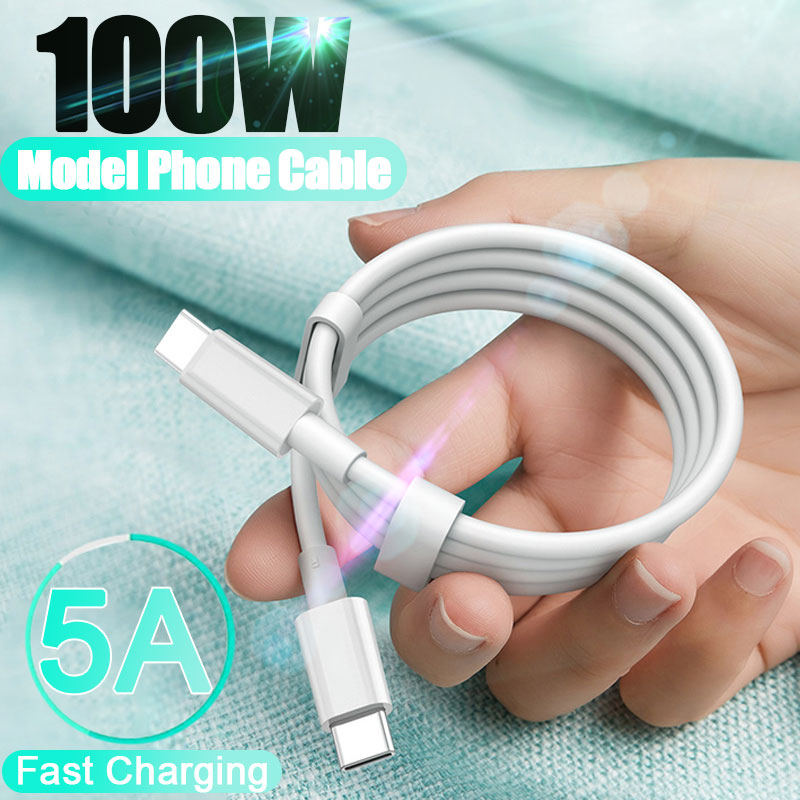 

PD 100W Data Cable For Xiaomi Redmi Samung S20 Fe USB C To USB Type C Data Sync Fast Charger Cord Cable Huawei phone accessories, White