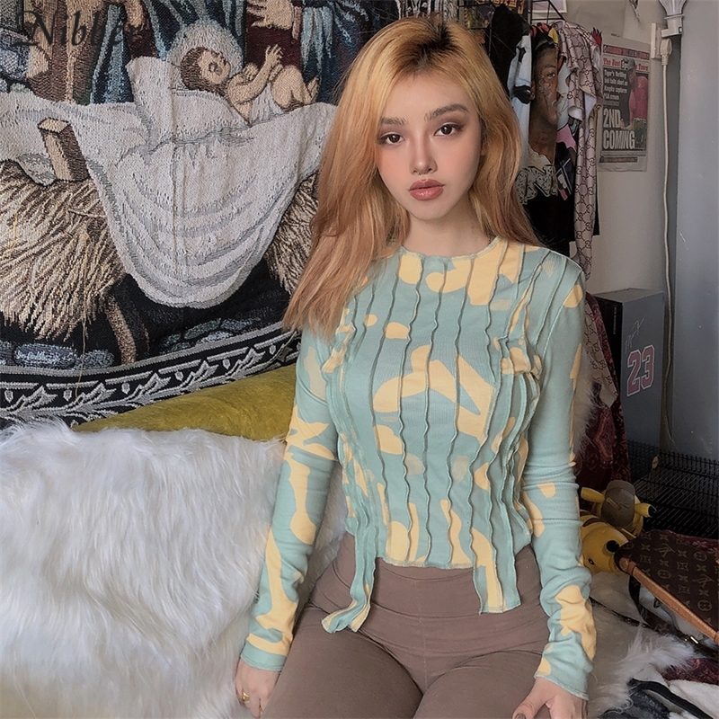 

Nibber autumn Harajuku retro leisure tassel tops women T-shirt fall winter fashion girls wild street casual tee shirts mujer Y200109, Green