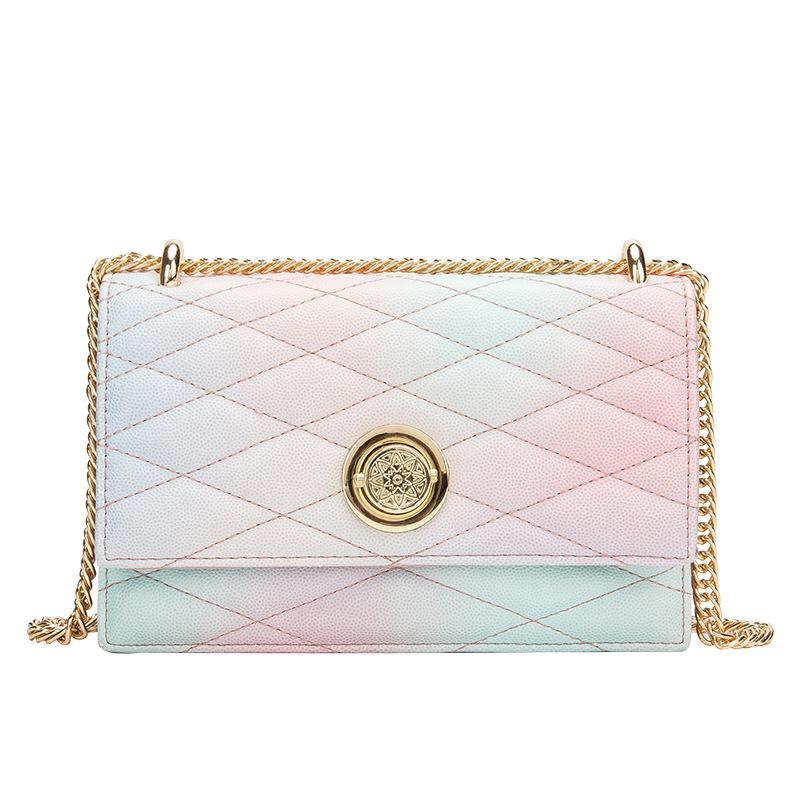 

PU Rainbow Bag French Niche Rhombus Chain Bags Women's 2020 New All-Match Shoulder Bag 31180, Black