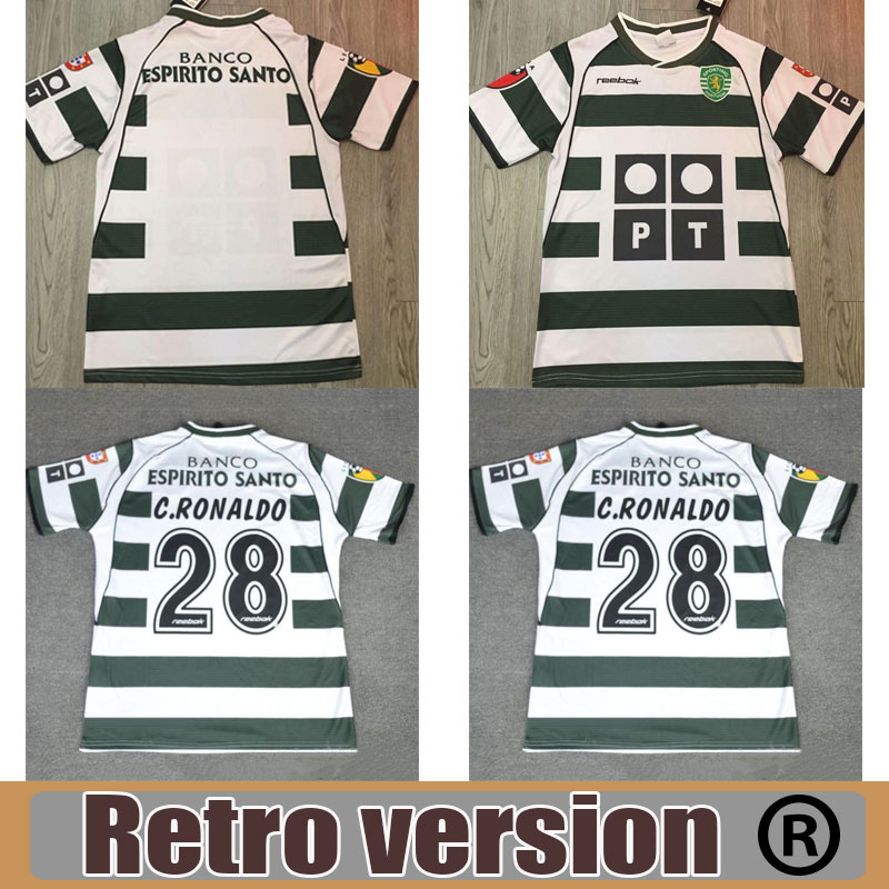 

2XL Sporting Lisbon retro 2002 2003 soccer jerseys #28 C.RONALDO 02 03 Vintage Maillot DANNY Camisa de futebol SA PINTO football shirts, Black