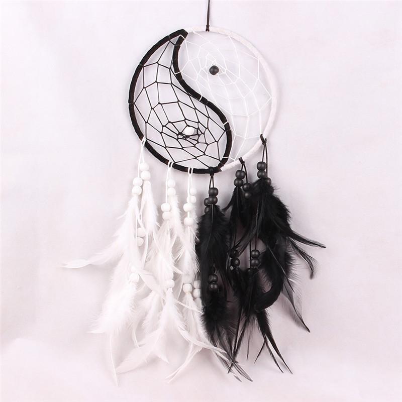 

15cm Diameter Dream Catcher Handmade Traditional Dream Catcher Yin Yang 50" Long Home Decoration1