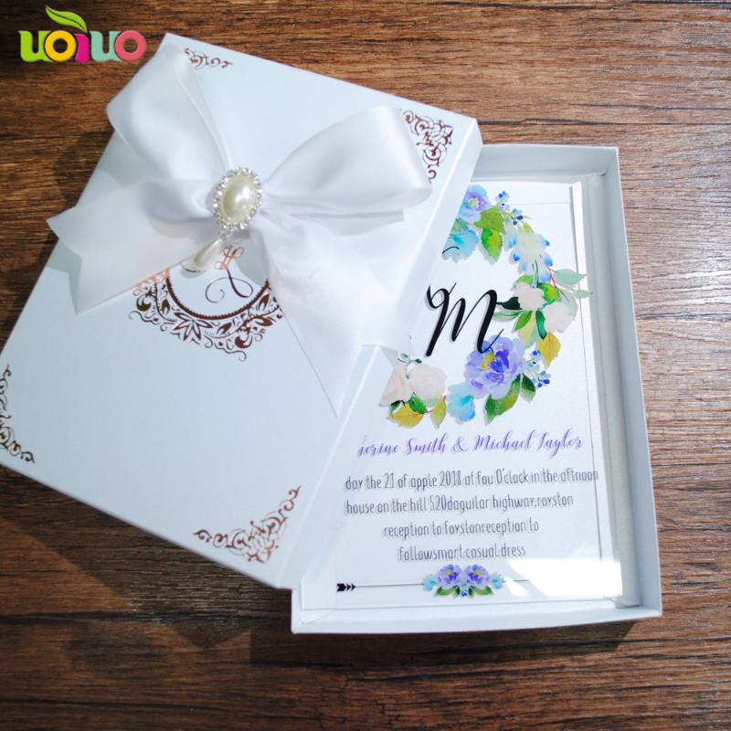 

clear Acrylic Wedding Invitation Card with printed colorful flower and customized design
