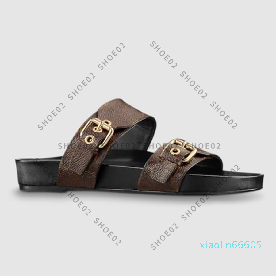 

Designer Slippers slides sandals Summer Flats Sexy real leather platform Shoes Ladies Beach shoe02 01, #1 dual buckle