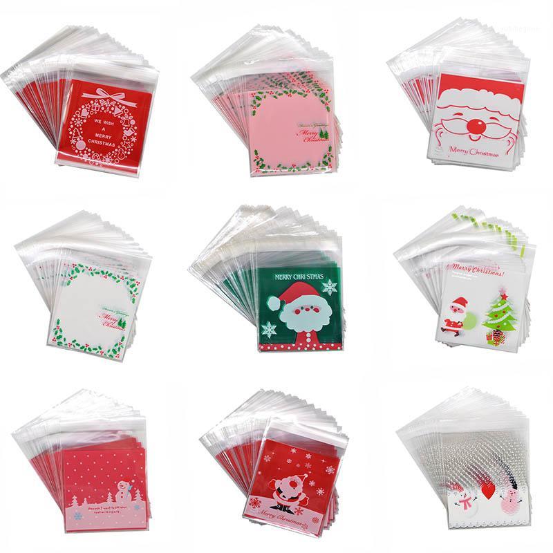 

50Pcs 10x10cm Christmas Decor Candy Cookie Gift Bags Plastic Self-adhesive Biscuits Snack Packaging Bags Xmas Decoration Favors1