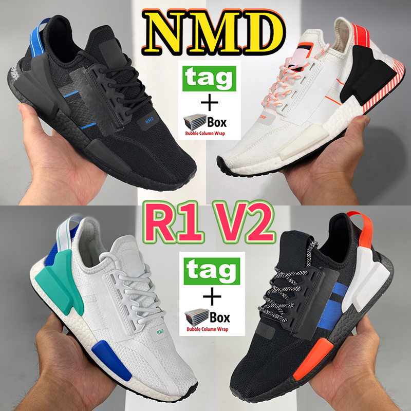 

With Box NMD R1 V2 men women Running Shoes dazzle camo black white blue green metallic gold mexico city munchen aqua olive speckled sneakers trainers Size 36-45, Bubble wrap packaging