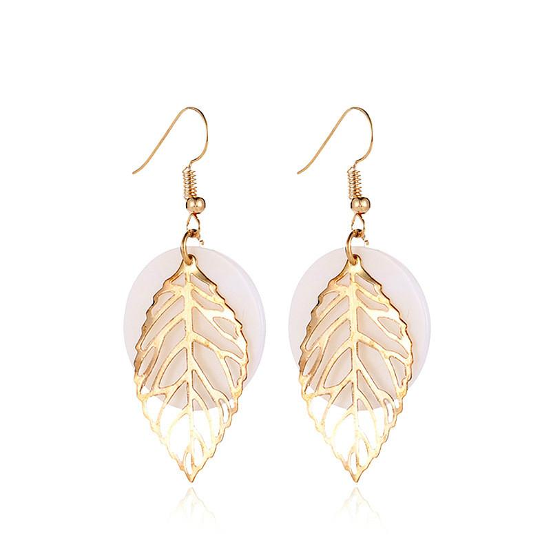 

Temperament personality wild geometric earrings natural shell leaves combination earrings party gift jewelry wholesale