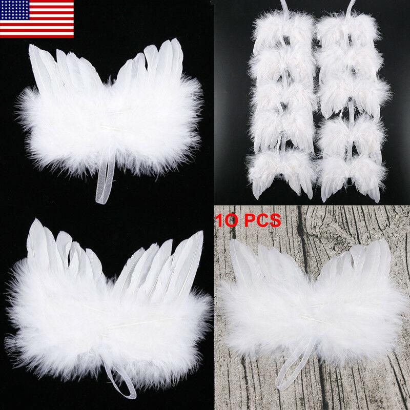 

10Pcs White Feather Wing Lovely Chic Angel Christmas Tree Decoration Hanging Ornament Home/Party/Wedding Ornaments