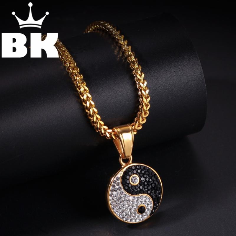 

THE BLING KING Custom Eight Diagrams Necklace Hip Hop Full Iced Out Cubic Zirconia gold sliver CZ Stone