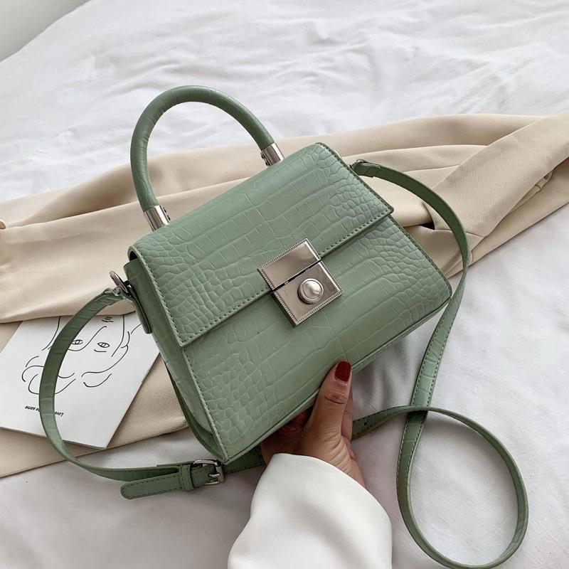 

RanHuang New 2021 Fashion Women's Flap Pu Leather Small Handbags Girls Alligator Shoulder Bags Green Messenger Bags A1832, Beige