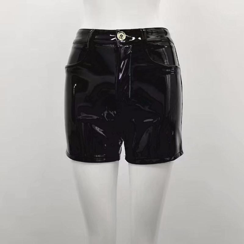 

New Women Summer Sexy Black Leather Shorts Women's Knitted Mini Leather Shorts1, As pic