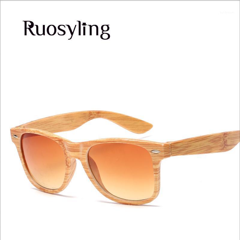 

Ruosyling Woodgrain Sunglasses Women Men Square Retro Unisex Nail Coating Points Eye Glasses Classic Italy Design Eyewear1