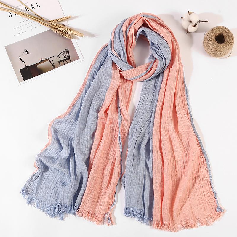 

Striped cotton linen scarf artistic striped pleated scarf unisex Headscarf New style Fashion Popular Headcloth shawl hijab